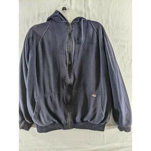 Dickies Mens Large Blue Zip Up Thermal Lined Quilted Cotton Jacket Hoodie